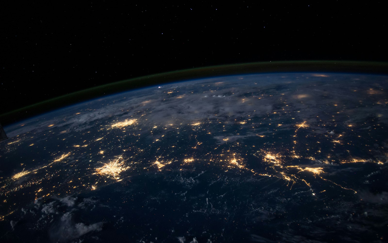 The curve of Earth at night seen from space