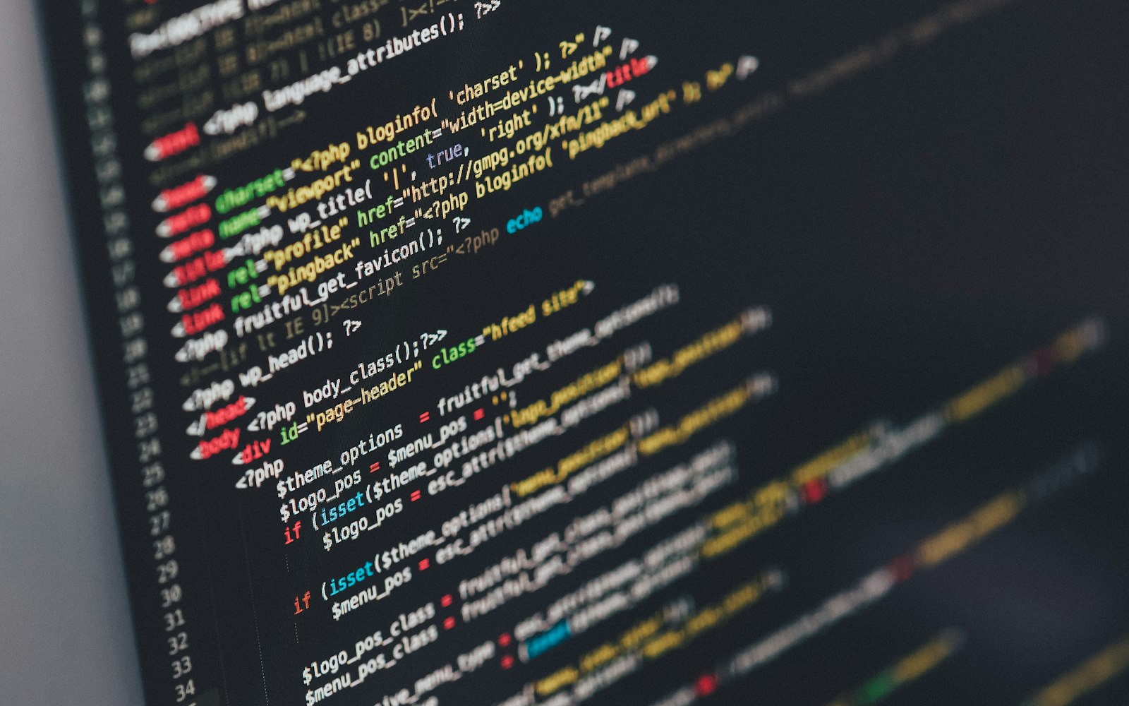 Colorful lines of code on a computer screen