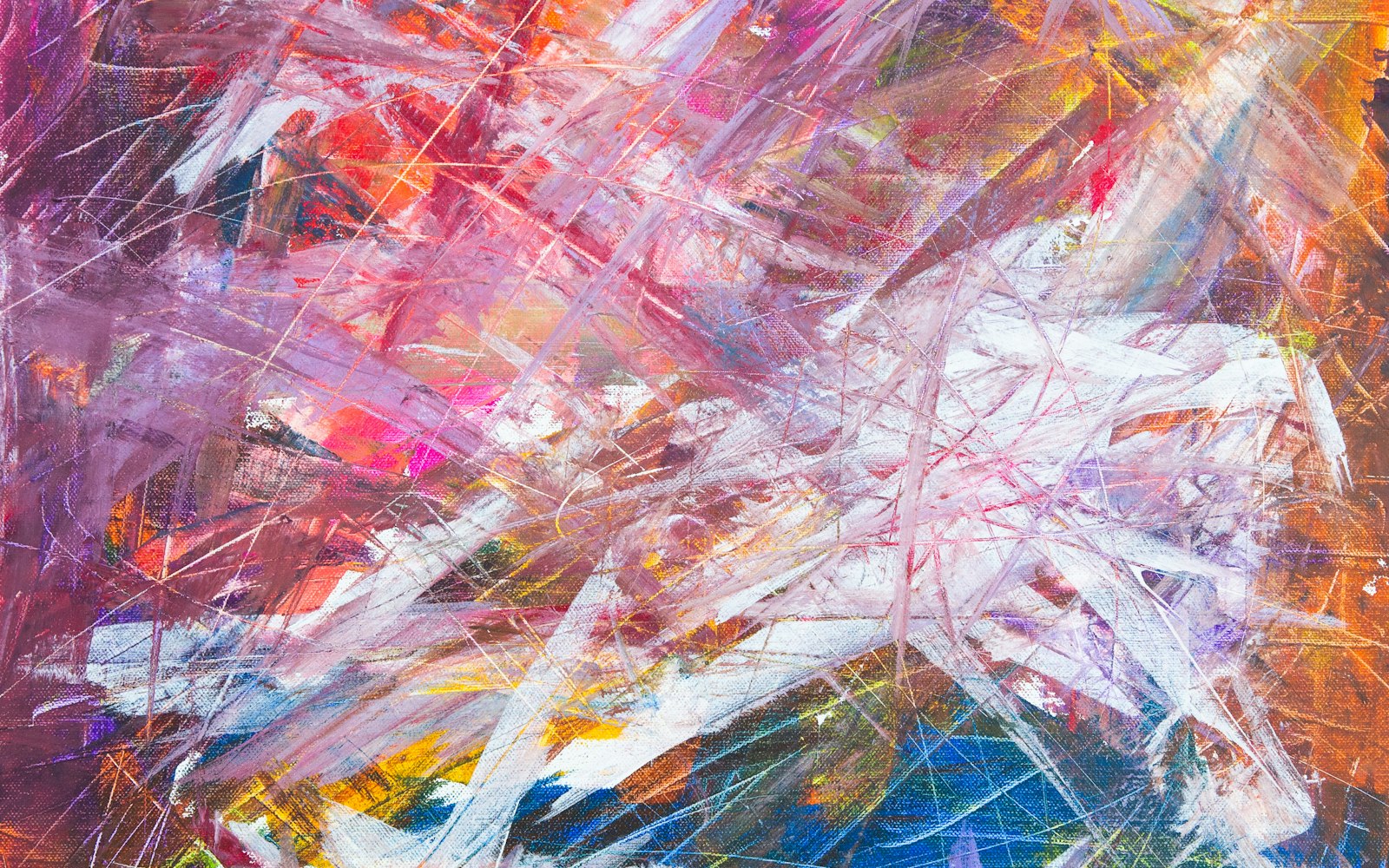 A vivid abstract painting with flowing color and texture