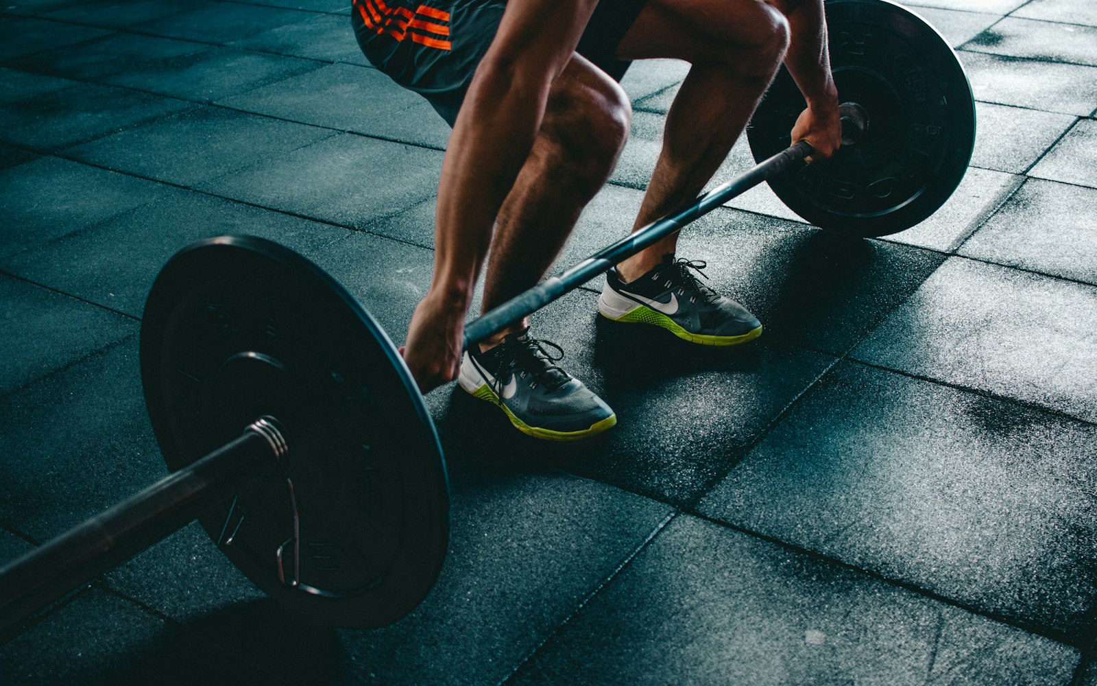 A person lifting a barbell in a gym
